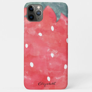 Capa Para iPhone 11 Pro Max Morangueiro Aquarela Fofa