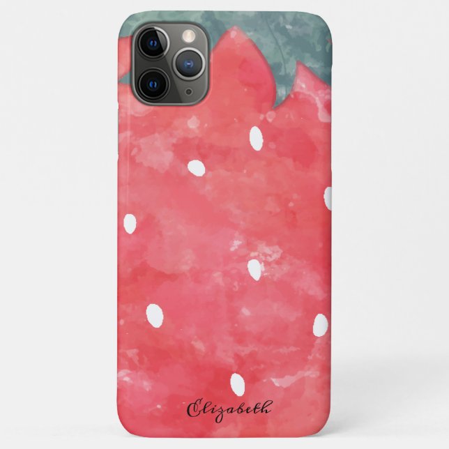 Capa Para iPhone 11 Pro Max Morangueiro Aquarela Fofa (Verso)