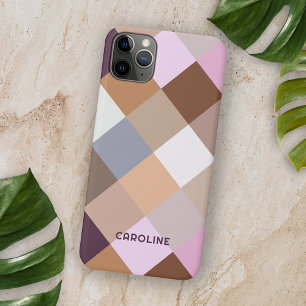 Capa Para iPhone 11 Pro Max Mosaico Rosa Violeta Rosa Mauve Personalizado com 