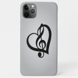 Capa Para iPhone 11 Pro Max Música G Heart on Silver