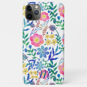 Capa Para iPhone 11 Pro Max Na moda cor-de-rosa flores pintadas à mão design
