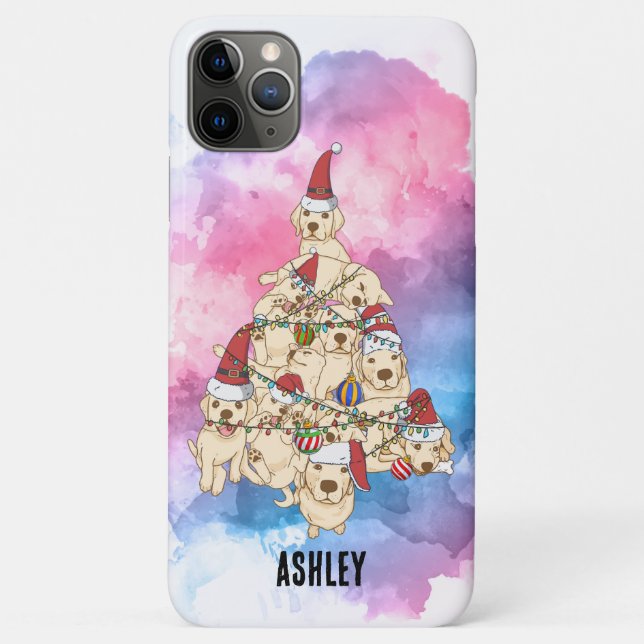 Capa Para iPhone 11 Pro Max Natal Engraçado Labrador Retriever Puppy Natal (Verso)