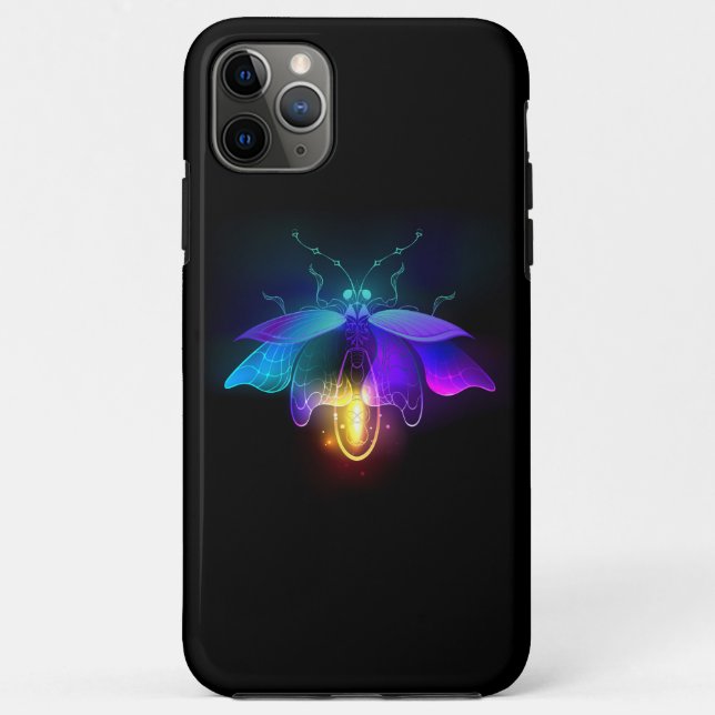 Capa Para iPhone 11 Pro Max Neon Firefly a preto (Verso)