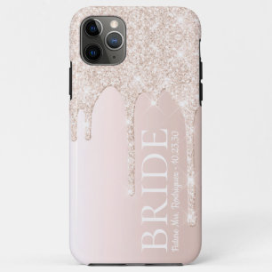 Capa Para iPhone 11 Pro Max Noiva Futuro Senhora Blush Pink Glitter Drip