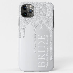 Capa Para iPhone 11 Pro Max Noiva Futuro Sra Prata Brilho Gotejante