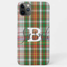 Capa Para iPhone 11 Pro Max Nome do Monograma Verificado com Tartan Multicolor