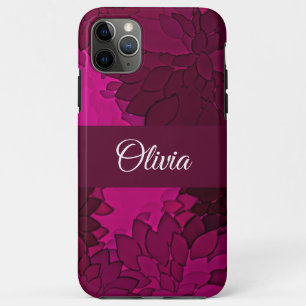 Capa Para iPhone 11 Pro Max Nome Floral Fusca Rosa Elegante