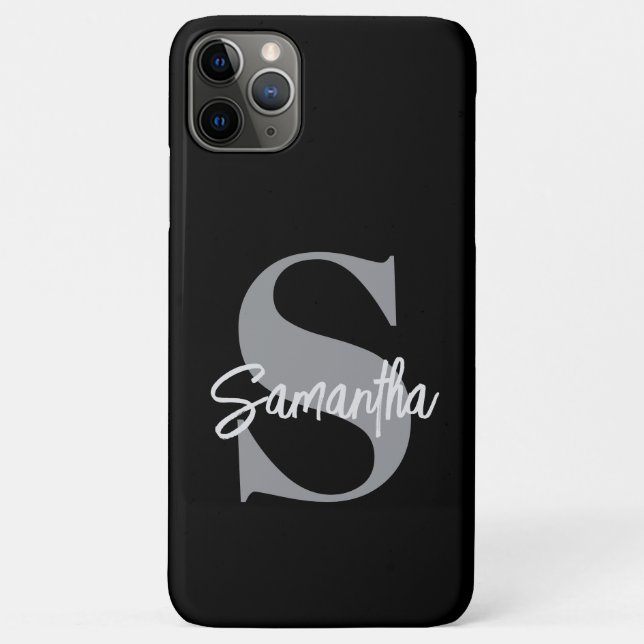 Capa Para iPhone 11 Pro Max Nome inicial do Monograma (Verso)