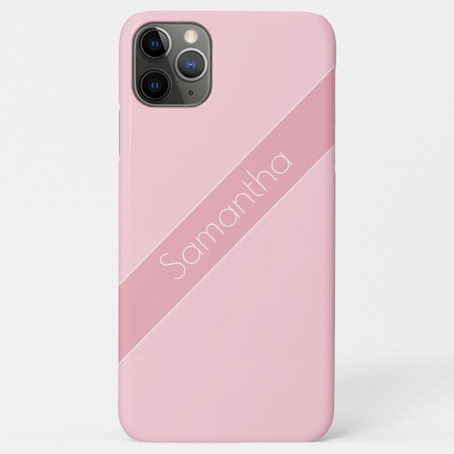 Capa Para iPhone 11 Pro Max Nome Personalizado Rosa Pálido e Rosa Simples Mode (Verso)