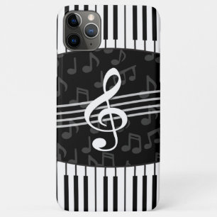 Capa Para iPhone 11 Pro Max Notas de Música na moda Treble Clef e Chaves Piano