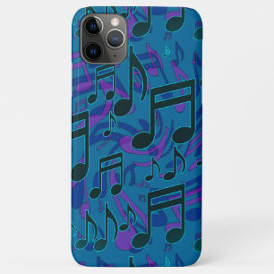 Capa Para iPhone 11 Pro Max Notas Musicais Padrão Musical Azul Verde Roxo