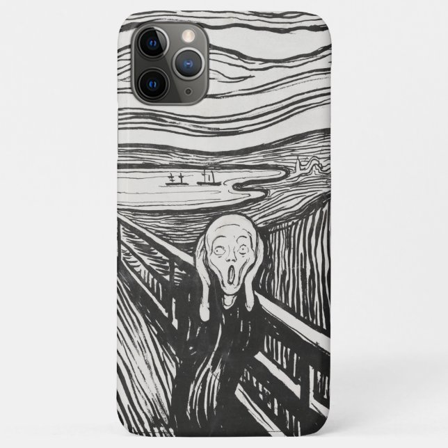 Capa Para iPhone 11 Pro Max O Grito de Edvard Munch Preto e Branco (Verso)
