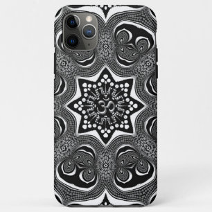 Capa Para iPhone 11 Pro Max OM Psicodélica Trippy Black White Art