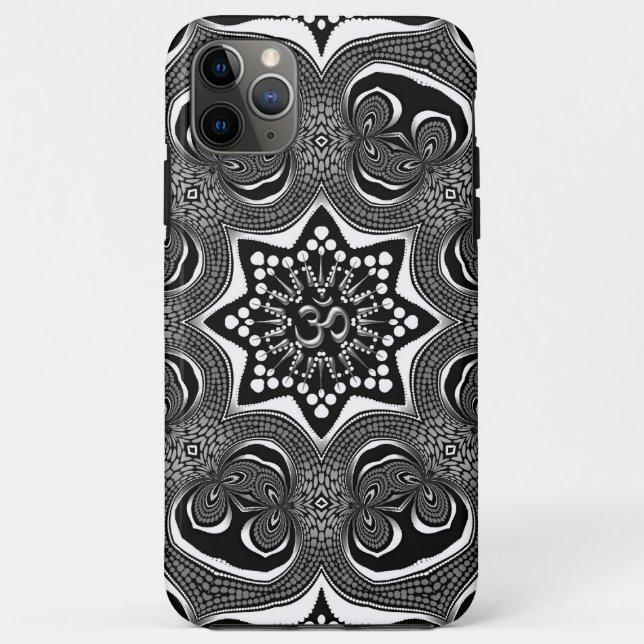 Capa Para iPhone 11 Pro Max OM Psicodélico Trippy White Art (Verso)