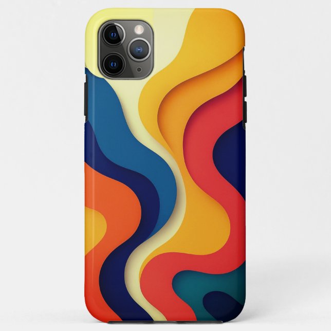 Capa Para iPhone 11 Pro Max Ondas Abstrato coloridas (Verso)