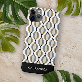 Capa Para iPhone 11 Pro Max Ondas Ogee bege taupe cinza branco preto personali