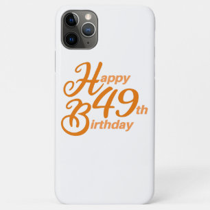Capa Para iPhone 11 Pro Max Orange Happy 49º Aniversário - texto cursivo