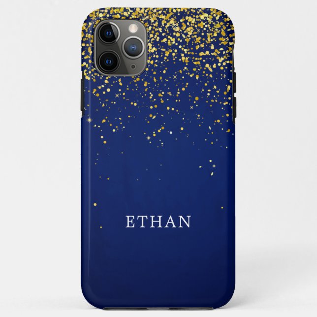 Capa Para iPhone 11 Pro Max Padrão Azul Brilho Moderno (Verso)