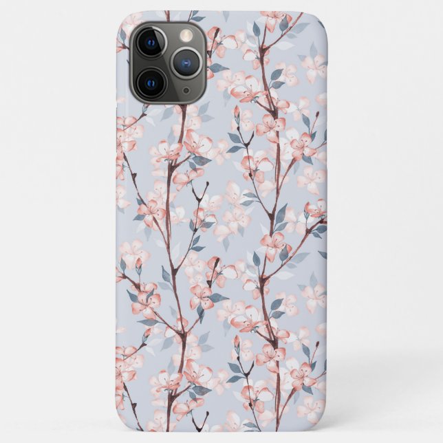 Capa Para iPhone 11 Pro Max Padrão com delicadas flores de primavera sakura (Verso)