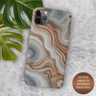 Capa Para iPhone 11 Pro Max Padrão de Ágata Quartz de Bege Marrom Clássico Cin
