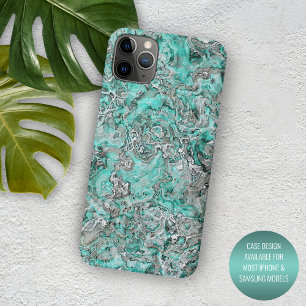 Capa Para iPhone 11 Pro Max Padrão de Agate Mineral Verde da Turquesa da cinza