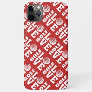 Capa Para iPhone 11 Pro Max Padrão de Amor de Golfe Vermelho