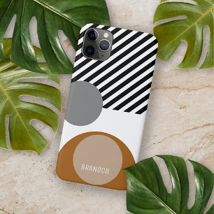 Capa Para iPhone 11 Pro Max Padrão de arte de círculos pretos e marrons person
