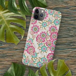 Capa Para iPhone 11 Pro Max Padrão de Arte de Flores Japonesas Abstratas Chic