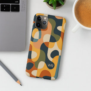 Capa Para iPhone 11 Pro Max Padrão de Arte de Formas Amorfos Cores Escuras Ret