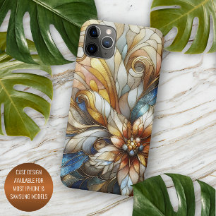 Capa Para iPhone 11 Pro Max Padrão de Arte do Mosaico Floral de Vidro Chic Sti