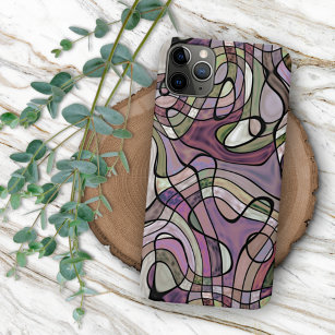 Capa Para iPhone 11 Pro Max Padrão de Arte do Mosaico Violeta Roxo-Abstrato