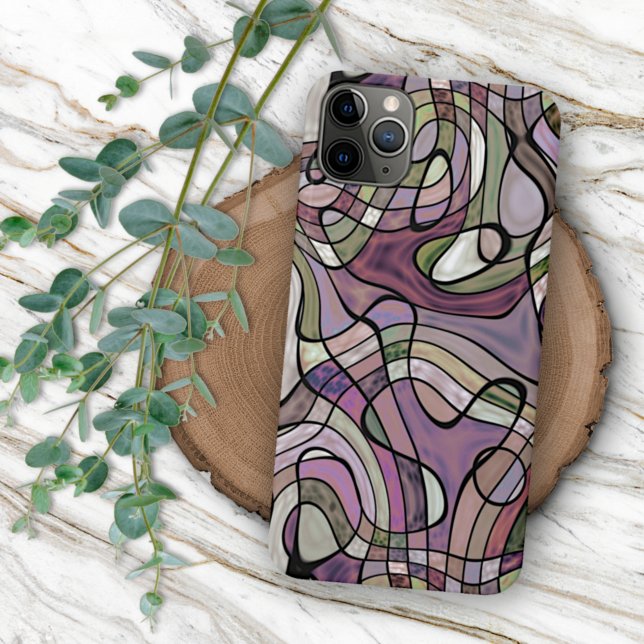 Capa Para iPhone 11 Pro Max Padrão de Arte em Mosaico Roxo Violeta Abstrato Re (Criador carregado)