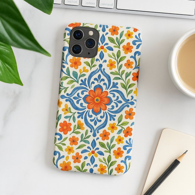 Capa Para iPhone 11 Pro Max Padrão de Arte Floral Clássica Mediterrânica (Criador carregado)