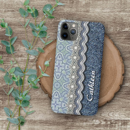Capa Para iPhone 11 Pro Max Padrão de Arte Floral do Mosaico Verde da Casa Azu
