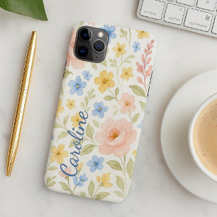 Capa Para iPhone 11 Pro Max Padrão de Arte Floral Francesa de Shabby de Música