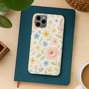 Capa Para iPhone 11 Pro Max Padrão de Arte Floral Francesa de Shabby de Música