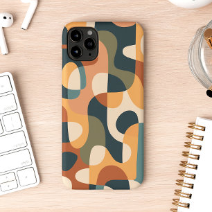 Capa Para iPhone 11 Pro Max Padrão de Arte Formas Amorfos Cores Escuras Retro