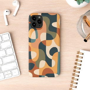 Capa Para iPhone 11 Pro Max Padrão de Arte Formas Amorfos Cores Escuras Retro