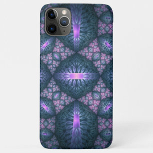 Capa Para iPhone 11 Pro Max Padrão de arte fractal 3D turquesa roxo rosa