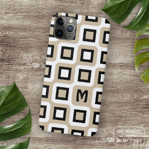 Capa Para iPhone 11 Pro Max Padrão de Arte Geométrica Preto e Branco Personali