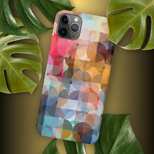 Capa Para iPhone 11 Pro Max Padrão de Arte Mosaico Azul Amarelo Laranja Rosa R