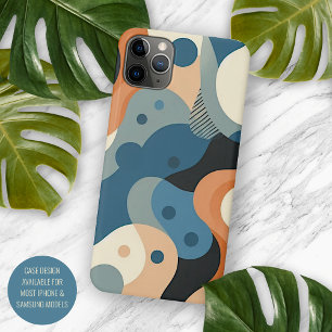Capa Para iPhone 11 Pro Max Padrão de Arte Negra de Cinza Azul-Teal Moderno