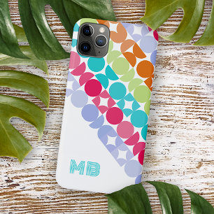 Capa Para iPhone 11 Pro Max Padrão de Arte Retro Aqua Rosa Violeta Personaliza