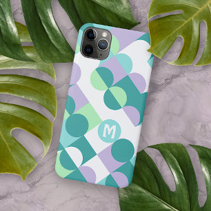 Capa Para iPhone 11 Pro Max Padrão de Arte Retro Azul Turquesa Verde Menta Per
