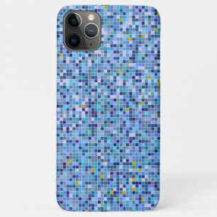 Capa Para iPhone 11 Pro Max Padrão de Azulejo de tons azuis mosaicos quadrados