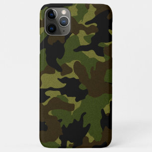 Capa Para iPhone 11 Pro Max Padrão de Camuflagem Militar Faux Cloth Green Camo
