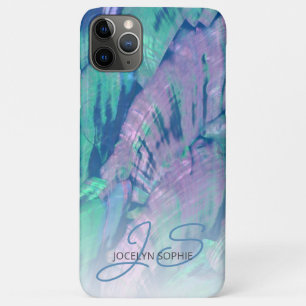 Capa Para iPhone 11 Pro Max Padrão de Concha de Abalone Azul Turquesa Água Ros