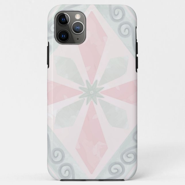 Capa Para iPhone 11 Pro Max Padrão de diamante pastel verde e rosa (Verso)