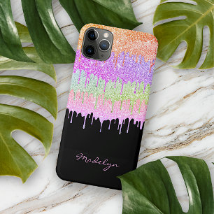 Capa Para iPhone 11 Pro Max Padrão De Dissipação Do Verde limão Cor-De-Rosa La