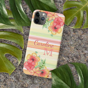 Capa Para iPhone 11 Pro Max Padrão de Faixa de Diversão Floral de Cor de Ág